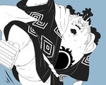 asian_clothing clothing east_asian_clothing fundoshi japanese_clothing kemono male overweight overweight_male simple_background solo tattoo underwear inunoshippo one_piece jinbe fish-men_(one_piece) marine 2022 5:4 hi_res