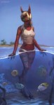 2016 absurd_res alien anthro beach breasts camel_toe claws clothed clothing cloven_hooves detailed_background female feral fish hi_res hooves hybrid marine meylan nipple_outline nipples non-mammal_breasts outside partially_submerged sea seaside shirt sky solo stripes swimwear toe_claws topwear totesfleisch8 unguligrade val_(nalz) water waterline_view wet wet_clothing wet_shirt wet_topwear