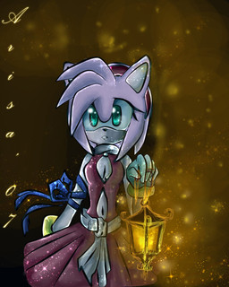 anthro breasts clothing dress female green_eyes hair lamp lantern looking_at_another navel pink_hair red_clothing red_dress simple_background solo arisa01 sega sonic_the_hedgehog_(series) amy_rose eulipotyphlan hedgehog mammal 2007 4:5 digital_media_(artwork)