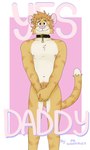 anthro blush chest_tuft collar collar_only collar_tag covering covering_crotch fur hair male messy_hair nipples nude orange_body orange_fur pink_background pink_ears pink_nose pubes simple_background smile solo standing tail tuft whisker_spots white_background white_body white_fur p_rindustries chuck_(p_rindustries) domestic_cat felid feline felis mammal tabby_cat 3:5 cover hi_res