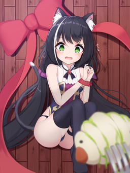 black_body black_fur black_hair blush breasts butt clothing cutlery female fork fur green_eyes hair inner_ear_fluff kitchen_utensils legwear long_hair lying on_back on_ground simple_background small_breasts solo tight_clothing tools tuft underwear zangi_(lkt2012) cygames princess_connect! princess_connect!_re:dive karyl_(princess_connect!) animal_humanoid arthropod cat_humanoid felid felid_humanoid feline feline_humanoid humanoid mammal mammal_humanoid 3:4 absurd_res hi_res