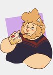 anthro beard beverage bubble_tea facial_hair hair male slightly_chubby slightly_chubby_male solo unatazaamarilla oliver_baaple bovid caprine mammal sheep absurd_res hi_res