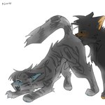 ambiguous_gender anal black_body black_fur blue_insides duo feral feral_on_feral fur grey_body grey_fur half-brothers male male/ambiguous oral rimming sex simple_background smile white_background mglov43 warriors_(book_series) breezepelt_(warriors) jayfeather_(warriors) domestic_cat felid feline felis mammal 1:1 hi_res brother_(lore) brothers_(lore) incest_(lore) male_(lore) sibling_(lore)