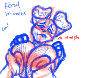 4_fingers big_breasts bite biting_lip biting_own_lip blush breast_grab breasts female feral fingers floppy_ears hand_on_breast self_bite rolego/ori canid canine humanoid mammal hi_res sketch