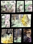 anthro brown_hair clothing comic detailed_background dialogue english_text female fire forest gary_oak generation_1_pokemon grass hair hat headgear headwear human male mammal moon nintendo outside plant pokemon pokemon_(species) qlock rattata rodent squirtle text tree weedle
