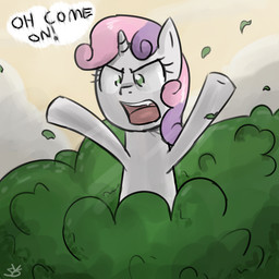 angry cloud female feral fur green_eyes hair horn multicolored_hair outside plant shrub sky solo text two_tone_hair white_body white_fur young young_feral speccysy friendship_is_magic hasbro my_little_pony mythology sweetie_belle_(mlp) equid equine mammal mythological_creature mythological_equine unicorn 1:1 english_text source_request