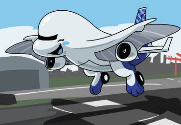 aircraft ambiguous_gender blue_tongue eyeless grey_wings happy machine mechanical_wings not_furry open_mouth open_smile outside shadow smile solo tongue turbine unsigned vehicle wheel white_body wings swampjaws living_aircraft living_machine living_vehicle full-length_portrait portrait