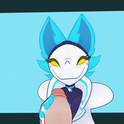 anthro blue_body blue_fur blush clothed clothing duo female female_anthro female_on_human first_person_view fur genitals gloves glowing handjob handwear human_on_anthro human_pov interspecies male male/female male_human male_on_anthro male_pov mouse_cursor penile penis sex simple_background zipper goosin cryptiacurves_(modeler) deltarune undertale_(series) tasque_manager darkner felid human mammal 1:1 2023 3d_(artwork) 3d_animation animated blender_(artwork) blender_eevee_(artwork) digital_media_(artwork) hi_res no_sound short_playtime video
