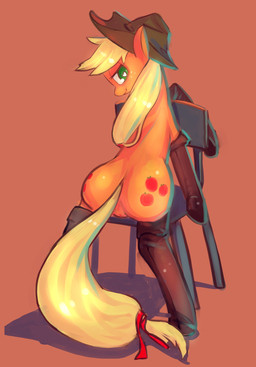 2014 applejack_(mlp) blonde_hair boots butt chair clothing cowboy_hat cutie_mark equine female feral freckles friendship_is_magic fur green_eyes hair hat heart-shaped_pupils horse looking_at_viewer mammal my_little_pony orange_fur plain_background pony presenting pussy ribbons smile solo tc_(pixiv)
Rating: Explicit
Score: 0
User: Bart_Butternut
Date: March 16, 2014