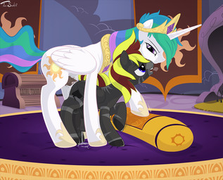 anal anal_penetration blue_eyes bodily_fluids collar crossgender crown cum cum_in_ass cum_inside cum_on_ground cum_pool cum_while_penetrated cumshot cutie_mark detailed_background duo ejaculation erection feathered_wings feathers femboy feral feral_on_feral from_behind_position ftm_crossgender genital_fluids genitals hands-free headgear horn male male/male male_penetrated male_penetrating male_penetrating_male open_mouth orgasm penetration penis purple_eyes royalty sex smile stripes sun wings conditional_dnp insomniacovrlrd friendship_is_magic hasbro my_little_pony mythology fan_character princess_celestia_(mlp) equid equine mammal mythological_creature mythological_equine winged_unicorn zebra 2012 signature