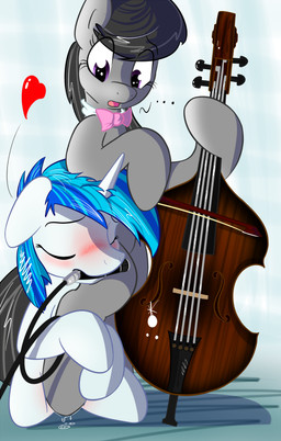 blush bodily_fluids bow_(stringed_instrument) bowed_string_instrument cello duo electronics eyes_closed female female/female feral genital_fluids hoof_fetish hooves horn microphone musical_instrument string_instrument tail vaginal_fluids amazin-arts friendship_is_magic hasbro my_little_pony mythology octavia_(mlp) vinyl_scratch_(mlp) earth_pony equid equine horse mammal mythological_creature mythological_equine pony unicorn hi_res