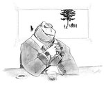 anthro ashtray business_attire business_suit businesswear cigar clock clothing container cup desk drinking_glass furniture glass glass_container glass_cup looking_at_viewer male office ring smile smiling_at_viewer solo suit table teeth teeth_showing watch whiskey_glass wristwatch burrserk maku_(burrserk) dinosaur prehistoric_species reptile scalie theropod tyrannosaurid tyrannosauroid tyrannosaurus tyrannosaurus_rex hi_res monochrome sketch