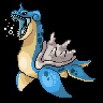 1:1 alpha_channel ambiguous_gender blue_body bubble digital_media_(artwork) feral generation_1_pokemon grey_shell imperatorcaesar lapras low_res nintendo open_mouth pixel_(artwork) pokemon pokemon_(species) shell simple_background solo tailbutt transparent_background yellow_body