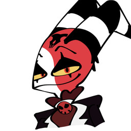 clothed clothing horn looking_at_viewer male red_body red_skin smile smiling_at_viewer smirk smirking_at_viewer smug_face solo suit yellow_eyes siyatgan hellaverse helluva_boss blitzo_(helluva_boss) demon humanoid imp 1:1 2025 digital_drawing_(artwork) digital_media_(artwork) hi_res