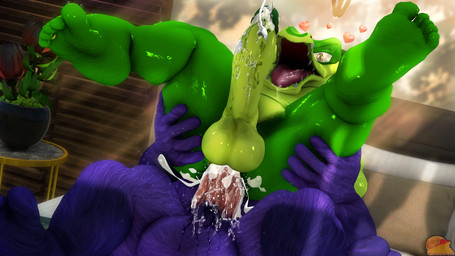 5_toes anthro balls bed big_balls big_penis bodily_fluids brick_wall cum cum_in_ass cum_inside cum_while_penetrated digit_ring duo feet furniture genital_fluids genitals green_body heart_symbol holding_both_legs holding_both_thighs huge_balls huge_penis jewelry light light_beam logo male male/male muscular orgasm overweight penetration penis plant plant_pot potted_plant purple_body ring sharp_teeth sunbeam sunlight teeth thick_penis thick_thighs toe_ring toes wall_(structure) moonwulf sega sonic_the_hedgehog_(series) big_the_cat vector_the_crocodile crocodile crocodilian domestic_cat felid feline felis mammal reptile scalie 2025 3d_(artwork) digital_media_(artwork) hi_res source_filmmaker_(artwork)