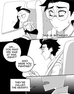 aged_up ahoge black_hair clothed clothing dialogue driving duo eyewear glasses hair male not_furry open_mouth pak seat_belt sitting speech_bubble text topwear inimoose invader_zim nickelodeon dib_membrane zim_(invader_zim) alien alien_humanoid human humanoid irken mammal comic digital_media_(artwork) english_text hi_res monochrome