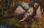 anthro duo feral genitals knot male male/male maxfactor penis b.koal mythology gabrielgryphon_(character) avian bird gryphon mammal mustelid musteline mythological_avian mythological_creature stoat true_musteline weasel absurd_res hi_res