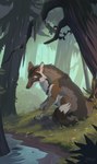 ambiguous_gender atmospheric complex_shading creek detailed_background feral forest forest_background moonshinefalling natural_colors nature nature_background plant raindrops raining sad scenery sitting solo somber tree water ingridskogstad canid canine canis coyote mammal 2025 digital_drawing_(artwork) digital_media_(artwork) hi_res paint_tool_sai_(artwork)
