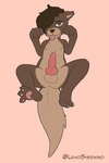 animal_genitalia animal_penis anthro anus bodily_fluids brown_body brown_fur canine_genitalia canine_penis cum ear_piercing ear_ring erection feral fur genital_fluids genitals knot male penis piercing ring_piercing solo sherwind52 bean_(otterbutts) fan_character mammal mustelid otter