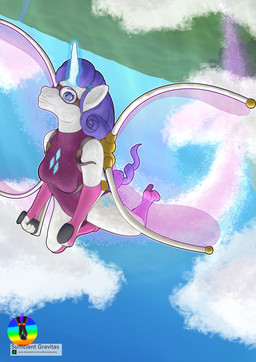 anthro armwear artificial_wings boots breasts clothed clothing cloud detailed_background elbow_gloves eyewear female fingerless_gloves flying footwear fur gloves goggles hair handwear harness high_heeled_boots high_heels horn jet_pack legwear leotard machine outside purple_eyes purple_hair shoes sky solo text unicorn_horn upside_down white_body white_fur wings sufficient_gravitas friendship_is_magic hasbro my_little_pony mythology rarity_(mlp) equid equine horse mammal mythological_creature mythological_equine pony unicorn absurd_res digital_media_(artwork) hi_res url