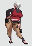 anthro big_butt big_claws big_hands butt claws club_arms colored_nails female hair hair_over_eyes midriff_showing nails slightly_chubby slightly_chubby_female solo thick_thighs dgirael dd_(badroy) eulipotyphlan mammal mole_(animal)