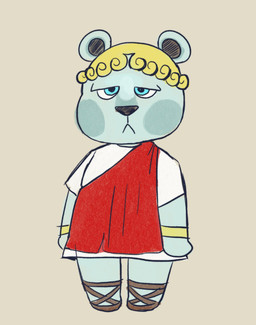 anthro biped black_nose blue_body blue_eyes blue_fur chibi clothed clothing fur male robe simple_background solo cubert animal_crossing nintendo klaus_(animal_crossing) bear mammal 2020 hi_res