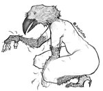 avian_feet beak big_butt black_beak breasts butt crouching empty_eyes feathers female for_a_head grey_body grey_feathers nude scar side_view simple_background small_breasts solo thick_thighs white_background white_eyes wide_hips cumlord animal_head animal_humanoid avian avian_humanoid bird bird_humanoid corvid corvid_humanoid corvus_(genus) corvus_humanoid crow_humanoid humanoid oscine passerine monochrome