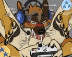 anthro anthro_on_anthro autofellatio balls blush bodily_fluids casual_masturbation controller cum cum_in_mouth cum_in_own_mouth cum_in_self cum_inside cum_on_self drinking drinking_cum drinking_own_cum electronics feet flexible game_controller gaming gaming_while_penetrated genital_fluids genitals headphones male masturbation multitasking oral oral_masturbation penile penile_masturbation playing_video_game solo xbox_controller jerro microsoft xbox xbox_game_studios canid canine canis domestic_dog german_shepherd herding_dog mammal pastoral_dog absurd_res hi_res