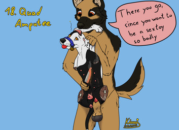 4_missing_limbs amputation amputee animal_genitalia animal_penis animal_vulva anthro anthro_on_feral anus balls bestiality black_body black_fur black_nose bone brown_body brown_fur burning canine_genitalia canine_penis canine_vulva cauterization collar dazed disability duo female female_feral feral forced fur genitals gore hairless_balls knife leg_stump long_fur male male/female male_anthro multi_nipple muscular nipples nude orange_eyes penis penis_tip pink_vulva quad quadruple_amputee questionable_consent red_eyes scruff_grab severed_body_part severed_limb sex sheath short_fur speech_bubble steam teats teeth text tied_muzzle tongue violence vulva white_body white_fur kinaj kinktober kinktober_2024 eorl_(kinaj) jess_(kinaj) bird_dog canid canine canis dalmatian domestic_dog german_shepherd herding_dog hunting_dog labrador mammal mixed_breed pastoral_dog retriever 2024 dated english_text hi_res