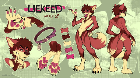anthro athletic athletic_anthro biped claws fangs feet fingers fluffy fluffy_tail front_view male navel open_mouth pawpads paws pink_eyes rear_view red_body slim_anthro solo tail teeth toes toony marriouss canid canine canis mammal wolf absurd_res hi_res model_sheet