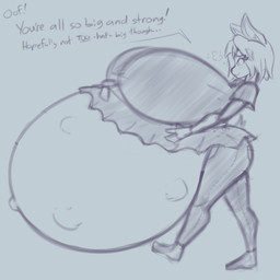 anthro belly big_belly big_breasts blue_background breasts female fetal_movement huge_belly huge_breasts hyper hyper_belly hyper_breasts hyper_pregnancy pregnant pregnant_anthro pregnant_female simple_background solo text funble lagomorph leporid mammal rabbit 1:1 2022 sketch