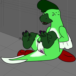 3_toes animal_genitalia beret bodily_fluids claws cloaca cloaca_juice cloacal cloacal_masturbation clothing cum cum_drip cum_string curling_toes digitigrade digitigrade_paws dripping feathered_wings feathers feet feet_up female feral floor genital_fluids genitals green_body green_hair hair hat headgear headwear lighter_belly looking_pleasured masturbation open_mouth presenting purple_claws purple_eyes scarf sharp_teeth sitting snout soles solo spread_cloaca spreading sweat sweatdrop tail tail_fan talons teeth tile tile_floor toes winged_arms wings orchidsart space_station_13 minti_etherasa alien dinosaur dromaeosaurid kepori_(shiptest) prehistoric_species reptile saurischian scalie theropod 1:1 2026 colored digital_drawing_(artwork) digital_media_(artwork) hi_res signature