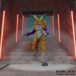 alley anthro blue_eyes breasts claws clothing ears_up female fog gate genitals gloves hallway handwear innie_pussy light neon_lights nipples nude pussy red_light small_breasts solo spotlight stairs wings scoota bandai_namco digimon renamon_(alargewoodenbadger) canid digimon_(species) mammal renamon 1:1 3d_(artwork) absurd_res digital_media_(artwork) hi_res