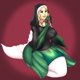 alternate_costume anal_beads beads clothing female kneeling kneeling_position legwear nun nun_outfit prayer_beads praying priest red_eyes sex_toy solo split_form stockings veil xchiseaxmargaritax league_of_legends riot_games tencent nami_(lol) aquatic humanoid merfolk 1:1 hi_res