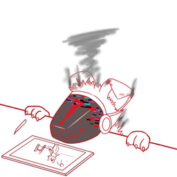 3_fingers ambiguous_gender anthro drawing_(object) drawing_in_a_drawing fingers fur machine nails protogen_visor smoke solo tablet arturfox rox_02 canid canine fox mammal protogen 1:1 graphite_(artwork) hi_res monochrome traditional_media_(artwork)