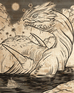ambiguous_gender back_spikes boat cloud cloudy_sky feral full_moon head_turned looking_up macro moon night open_mouth outside palm_tree partially_submerged plant sailing_boat sailing_watercraft side_view sky solo spikes spikes_(anatomy) teeth tree vehicle water watercraft christopher_stoll reptile scalie turtle 2023 4:5 digital_drawing_(artwork) digital_media_(artwork) half-length_portrait hi_res monochrome portrait sepia