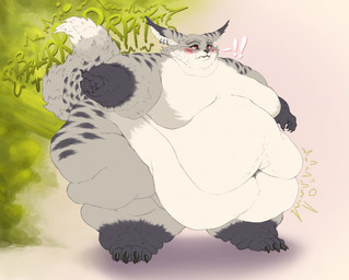 anthro belly big_belly big_breasts big_butt breasts butt fart fart_cloud gassy green_fart_cloud huge_belly male moobs obese overweight solo thiccomode hi_res