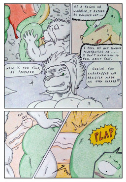 anal anal_penetration anthro balls barazoku biceps blush blush_lines bodily_fluids butt clothing comic_panel duo erection forced forced_anal fur genitals green_body green_eyes hair hand_on_butt holding_butt humanoid_genitalia humanoid_penis licking lizard_tail male male/male male_penetrated male_penetrating male_penetrating_male mane manly muscular muscular_anthro muscular_arms muscular_male night nude onomatopoeia oral pecs penetration penile penis plap_(sound) purple_eyes red_clothing rimming rimming_male rubbing rubbing_butt rubbing_penis sex sound_effects speech_bubble sweat sweatdrop tail text thick_penis tongue vein veiny_penis white_balls white_body white_fur white_hair white_mane dashthefox albino_(seaborn) nikel felid lion lizard mammal pantherine reptile scalie absurd_res colored_pencil_(artwork) comic english_text hi_res traditional_media_(artwork)