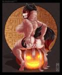 anthro anus big_breasts breasts butt female food fruit genitals glowing glowing_eyes grin hand_on_butt holding_butt holidays plant presenting presenting_anus presenting_hindquarters puffy_anus pumpkin pussy rear_view red_eyes sitting_on_pumpkin smile solo spread_butt spreading galacticmichi halloween tena_teardrop canid canine fox mammal 2018 5:6