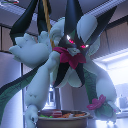 anthro areola breast_curtains breasts butt female female_anthro food holding_food holding_object kitchen mostly_nude night pink_areola rope solo marianokun seriuswolf_(modeler) nintendo pokemon generation_9_pokemon mammal meowscarada pokemon_(species) 1:1 3d_(artwork) absurd_res blender_(artwork) blender_cycles_(artwork) digital_media_(artwork) hi_res