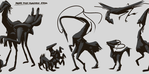 ambiguous_gender biped bipedal_feral clothed clothed_feral clothing electronics feral floating frill_(anatomy) hexapod jewelry lineup looking_at_object looking_at_phone looking_at_viewer multi_leg multi_limb phone tendrils triped shufflefur alien arthropod avian insect unknown_species absurd_res concept_art hi_res monochrome