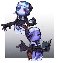 bag book clothing duo female gloves handwear hat headgear headwear heterochromia legwear not_furry nurse nurse_clothing nurse_hat nurse_headwear solo_focus suit tattoo tto_ja sgt._frog fan_character amphibian frog humanoid 2019 digital_drawing_(artwork) digital_media_(artwork) hi_res