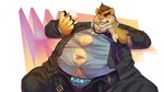 anthro belly big_belly bulge clothing container cup drinking_glass fully_inside glass glass_container glass_cup male necktie overweight solo tight_clothing underwear vore weight_gain whiskey_glass clovishusky cougar felid feline mammal 16:9 widescreen