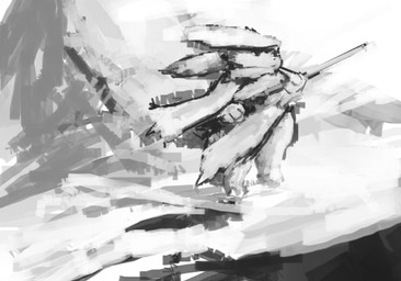 abstract_background anthro ears_back female gun holding_object holding_weapon looking_at_another mountain painterly pivoted_ears ranged_weapon rifle snow solo weapon wind key_rooki lagomorph leporid mammal rabbit low_res monochrome