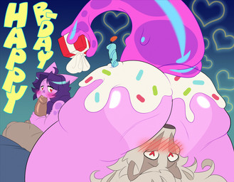 69_position anthro anthro_penetrated big_butt biped blush butt duo fellatio female female_penetrated genitals hair heart_eyes heart_symbol huge_butt looking_back male male/female male_penetrating male_penetrating_female oral oral_penetration penetration penile penile_penetration penis penis_in_mouth pupils sex simple_background tail thick_thighs three-quarter_view tentabat rocko_(kersync) tenta_(tentabat) badger bat mammal mustelid musteline 2025 animated hi_res