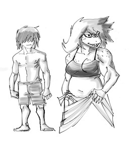 anthro big_breasts bra breasts clothed clothed_anthro clothed_female clothing duo feet female fingers freckled_breasts freckles hair hair_over_eyes humanoid_feet humanoid_hands long_hair male male/female medium_hair navel neutral_expression non-mammal_breasts non-mammal_navel plantigrade simple_background slightly_chubby slightly_chubby_anthro slightly_chubby_female smile smirk sports_bra standing swimming_trunks swimwear toes topless topless_human topless_male towel towel_around_waist underwear white_background conqueeflord deltarune undertale_(series) kris_dreemurr susie_(deltarune) human mammal scalie absurd_res full-length_portrait greyscale hi_res monochrome portrait shaded sketch