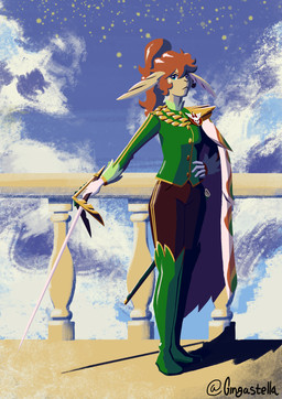 anthro female saber sky skyscape solo gingastella melissa_(gingastella) humanoid lagomorph leporid mammal rabbit absurd_res hi_res