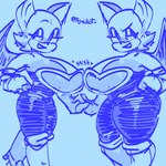 anthro armor big_breasts bodysuit boots breastplate breasts cleavage clothed clothing duo female footwear gloves hand_holding handwear huge_breasts shoes skinsuit square_crossover thick_thighs tight_clothing wings xyaidiot sega sonic_the_hedgehog_(series) rouge_the_bat bat mammal 1:1 hi_res sketch