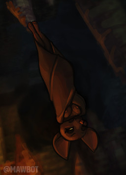 anthro big_ears breasts cave claws clothed clothing eyeliner female firelight hanging_by_feet hanging_upside_down makeup medium_breasts nude partially_clothed skeptical solo toe_claws upside_down waking_up wide_hips mawbot microsoft minecraft mojang xbox_game_studios bat bat_(minecraft) mammal hi_res
