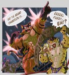 anthro champion_belt covering covering_crotch duo fighting_ring humor male mask muscular muscular_anthro muscular_male sports_mask sportswear wrestler wrestling wrestling_mask ray_fulman rayject fuerte_(machupichu_18) cheetah felid feline mammal pantherine tiger